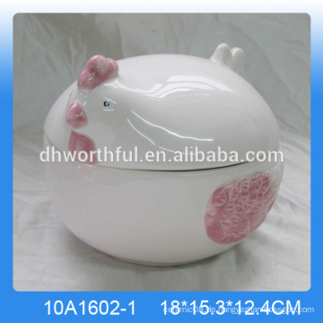 Heiße verkaufende dekorative Behälter, keramischer Huhnbehälter mit Abdeckung